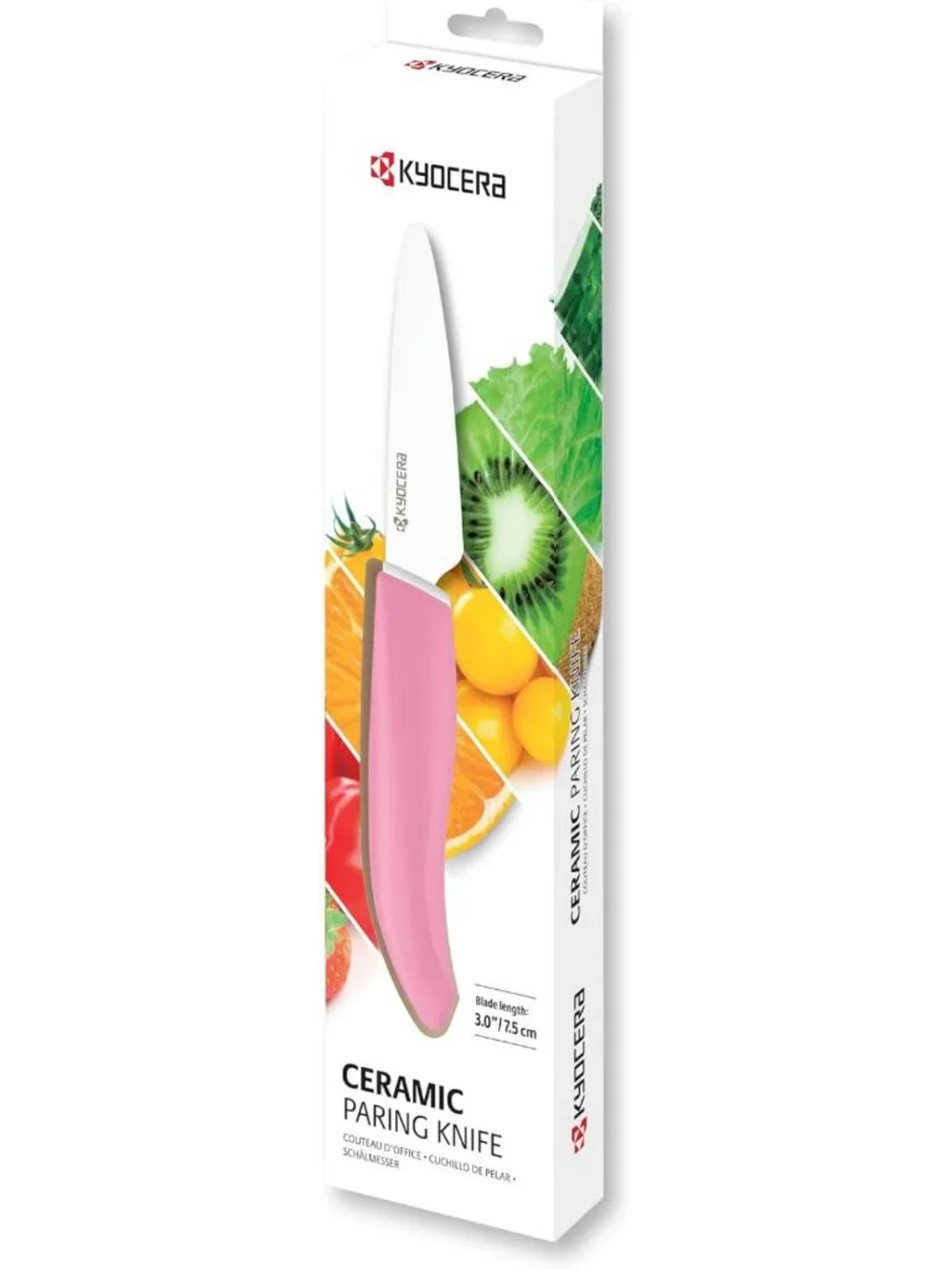 Ceramic Paring Knife - 3-Inch White Blade with Pink Handle, Kitchen Essential